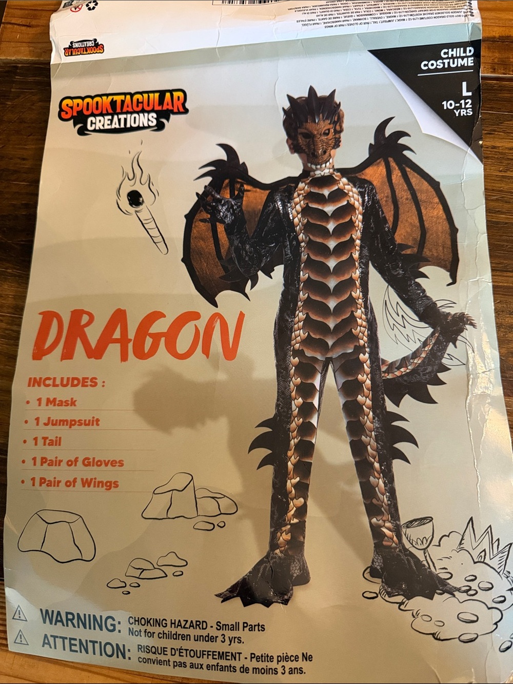 Kids Dragon Costume - Brown